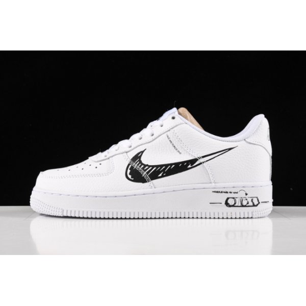 Nike Air Force 1 Low Beyaz / Siyah Kaykay Ayakkabı Türkiye - 9QMI6LWT